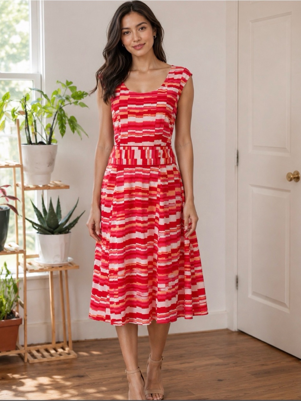 Vibrant Striped Sleeveless Dress